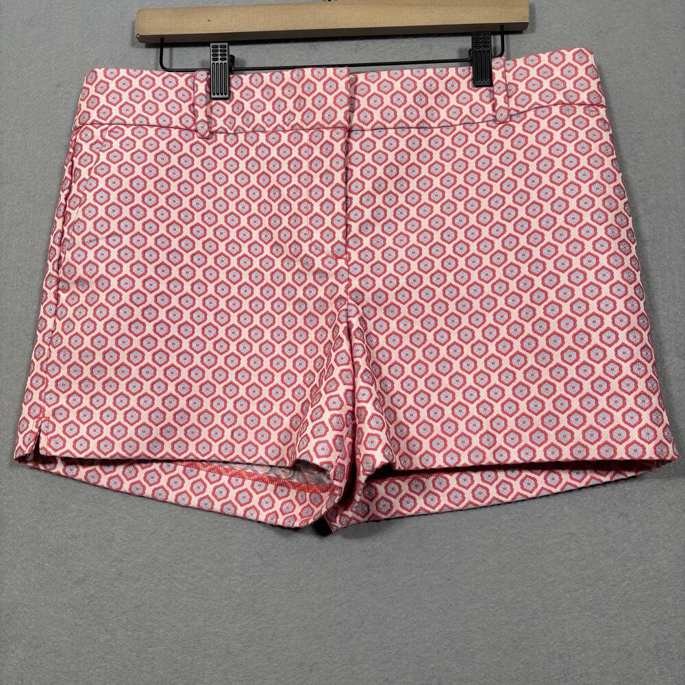 Loft Shorts 12 Pink White Geometric Mid Rise Soft‎ Glam Retro Indie Summer Layer